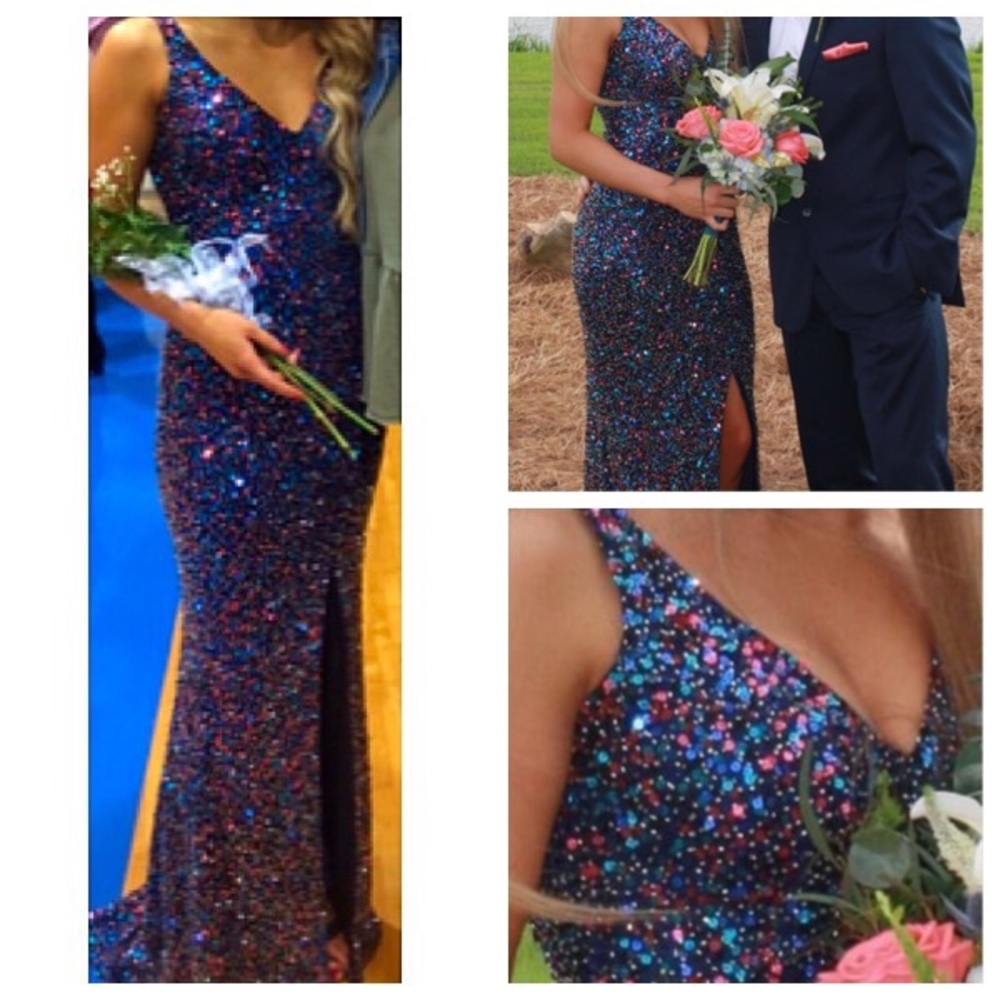 OBO multi color stretch sequin gown